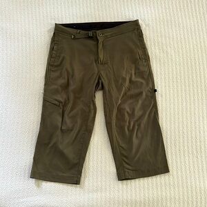 Prana Mens Nemesis Knickers Hiking 3/4 Shorts Olive Green RARE